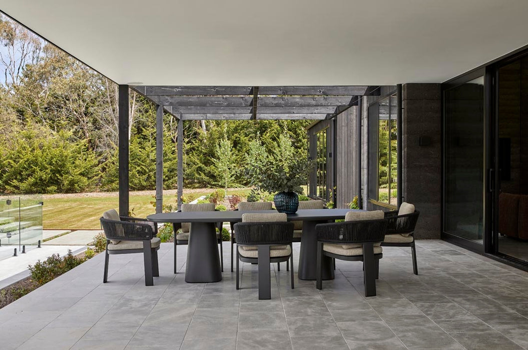 Valencia Dining Table - Faux Travertine - Beige