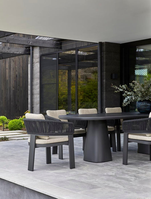 Valencia Dining Table - Faux Travertine - Beige