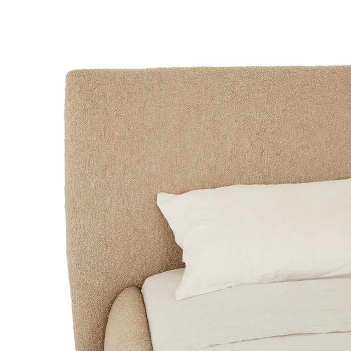 Madrid Curve Bed - Beige Chunky Boucle