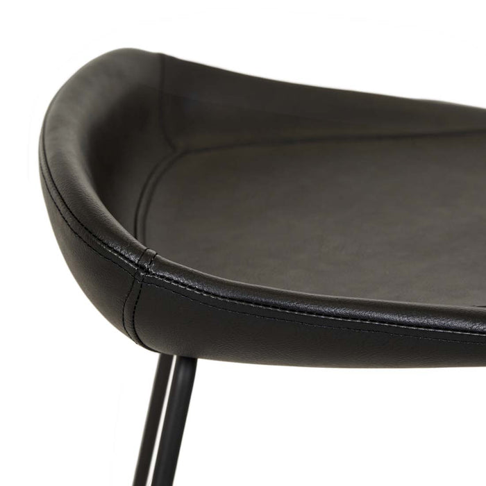 Turner Barstool - Vintage Matt Black PU - Black Metal