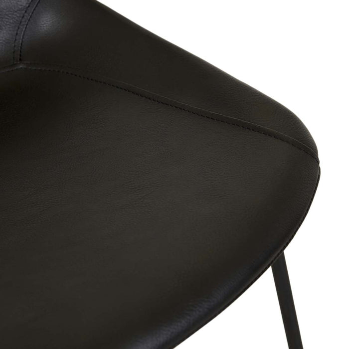 Turner Barstool - Vintage Matt Black PU - Black Metal