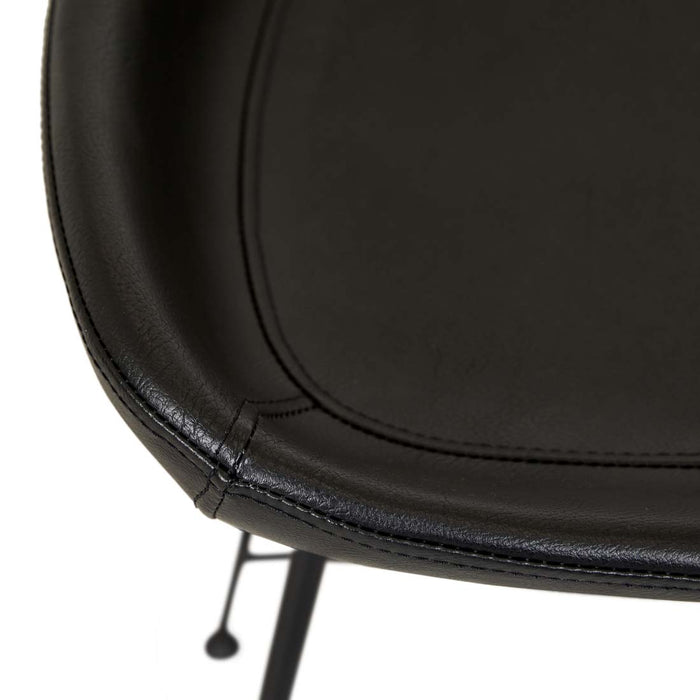 Turner Barstool - Vintage Matt Black PU - Black Metal