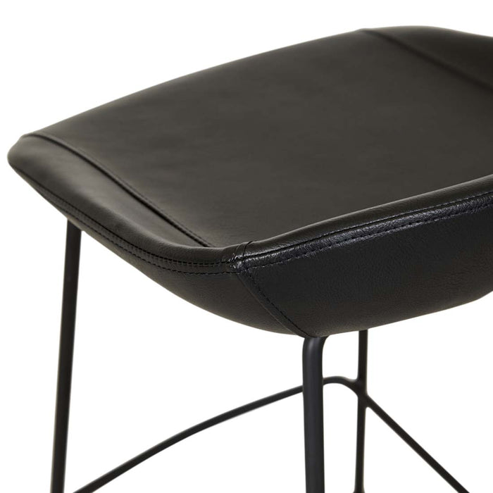 Turner Barstool - Vintage Matt Black PU - Black Metal