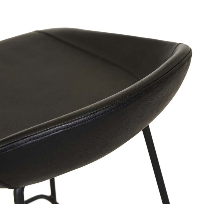 Turner Barstool - Vintage Matt Black PU - Black Metal