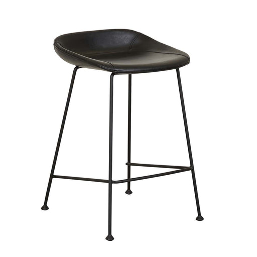 Turner Barstool - Vintage Matt Black PU - Black Metal