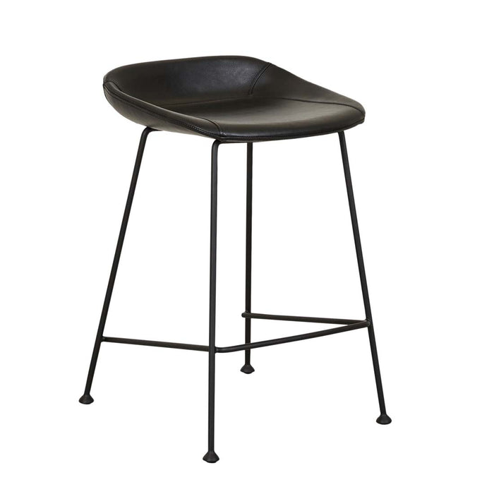 Turner Barstool - Vintage Matt Black PU - Black Metal