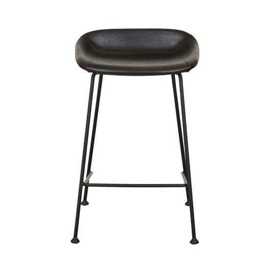 Turner Barstool - Vintage Matt Black PU - Black Metal