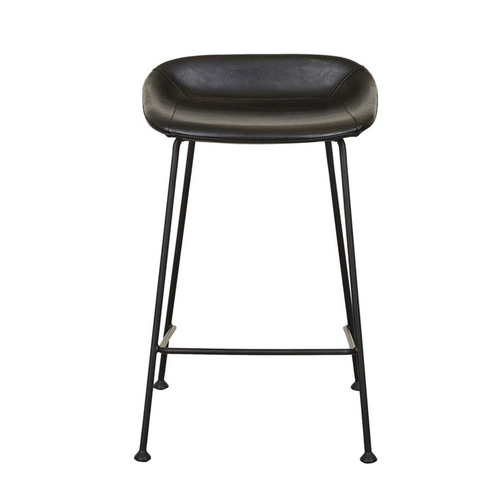 Turner Barstool - Vintage Matt Black PU - Black Metal