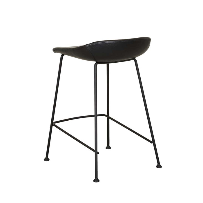 Turner Barstool - Vintage Matt Black PU - Black Metal