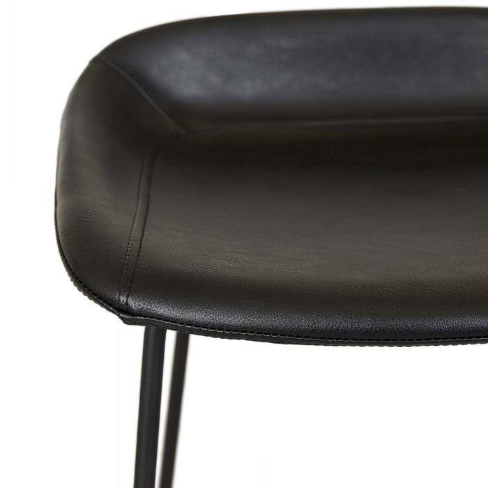 Turner Barstool - Vintage Matt Black PU - Black Metal