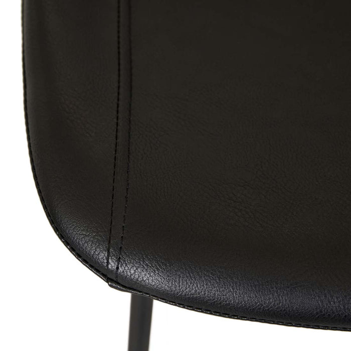 Turner Barstool - Vintage Matt Black PU - Black Metal