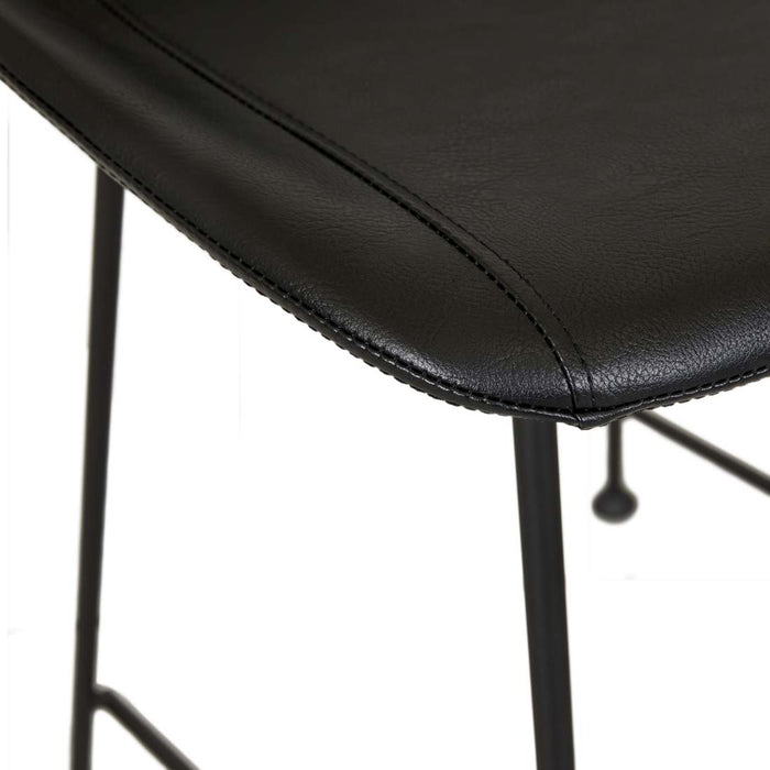 Turner Barstool - Vintage Matt Black PU - Black Metal