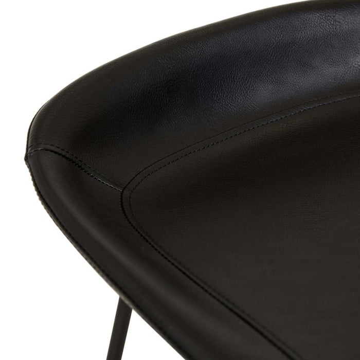 Turner Barstool - Vintage Matt Black PU - Black Metal