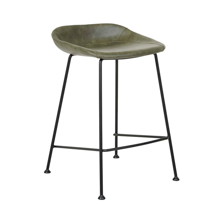 Turner Barstool - Vintage Matt Green PU - Black Metal