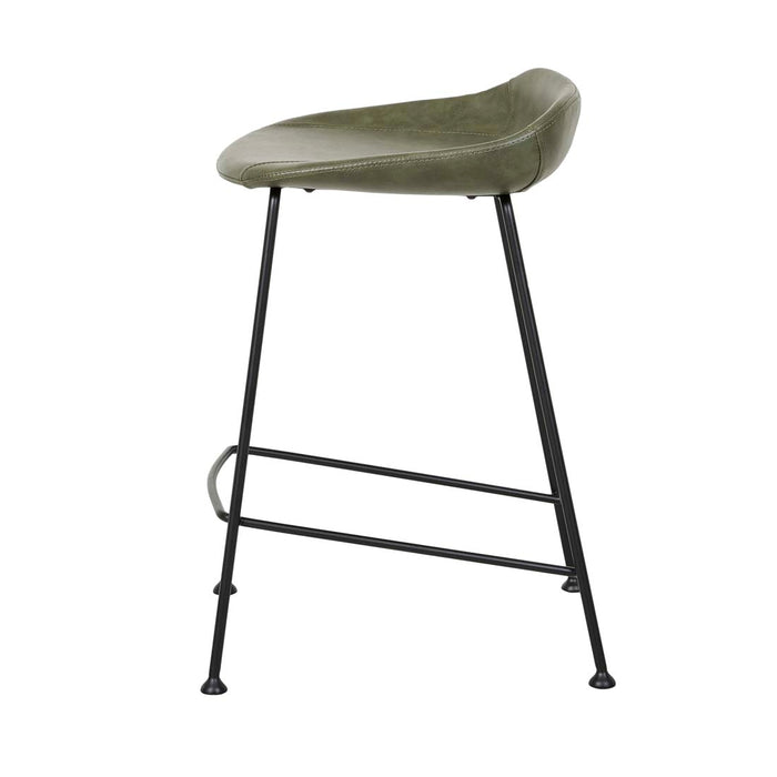 Turner Barstool - Vintage Matt Green PU - Black Metal
