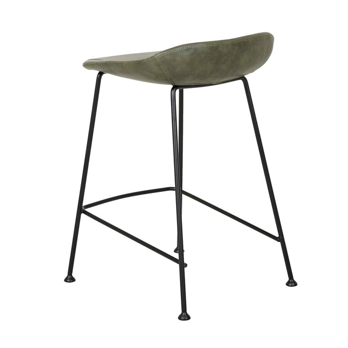 Turner Barstool - Vintage Matt Green PU - Black Metal