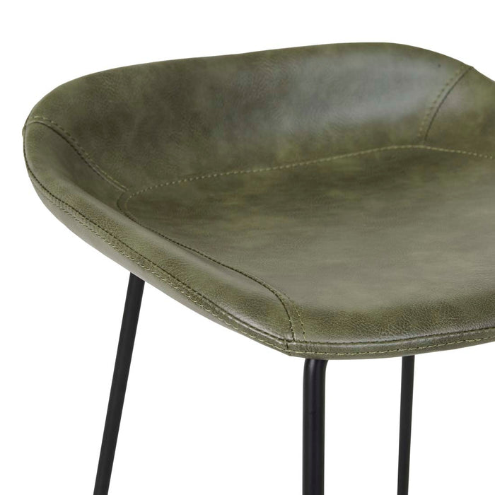 Turner Barstool - Vintage Matt Green PU - Black Metal