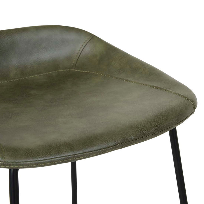 Turner Barstool - Vintage Matt Green PU - Black Metal