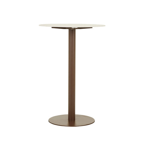 Portsea Cruise Round Bar Table - Alabaster - Copper Brown