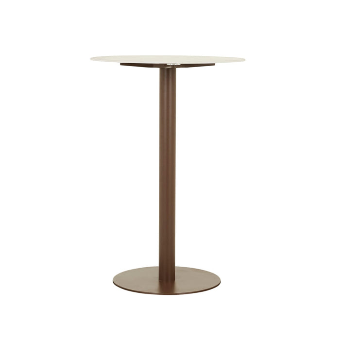 Portsea Cruise Round Bar Table - Alabaster - Copper Brown