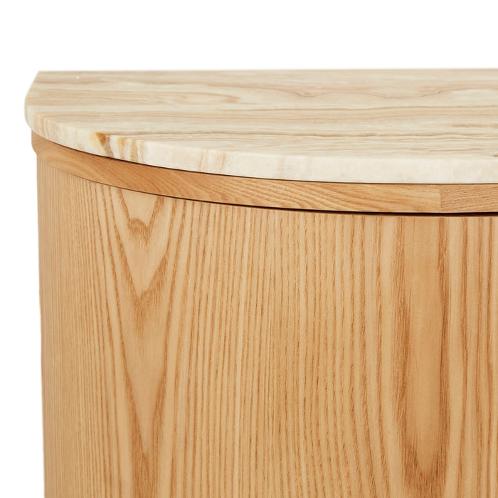 Oberon Crescent Marble Buffet - Satin Onyx Travertine - Natural Ash