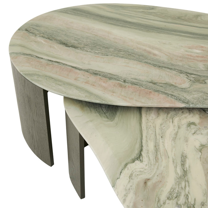 Oberon Curve Marble Coffee Table - Marine Marble - Thyme