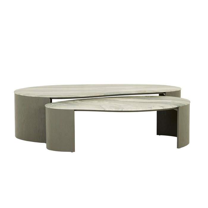 Oberon Curve Marble Coffee Table - Marine Marble - Thyme