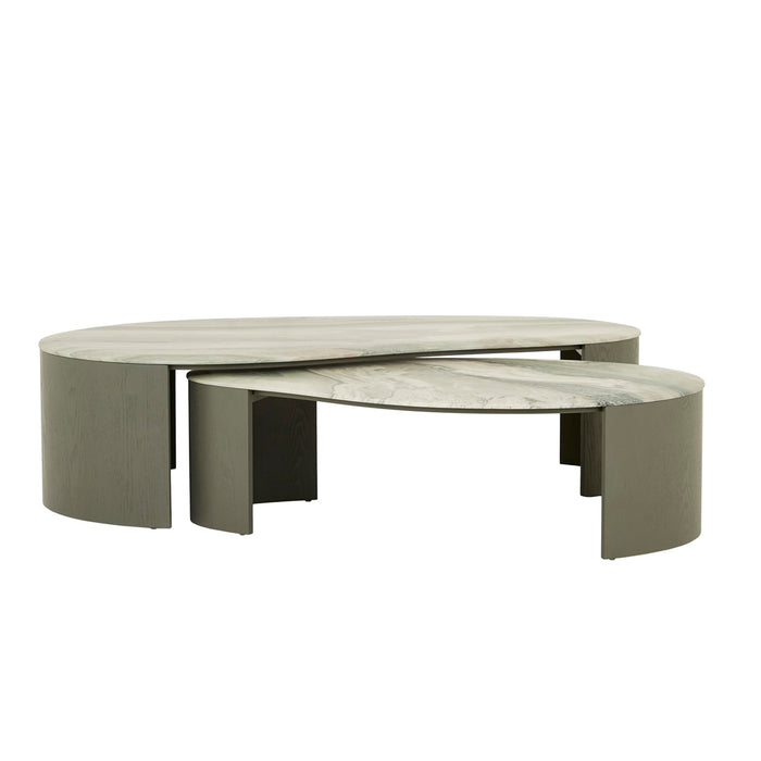 Oberon Curve Marble Coffee Table - Marine Marble - Thyme