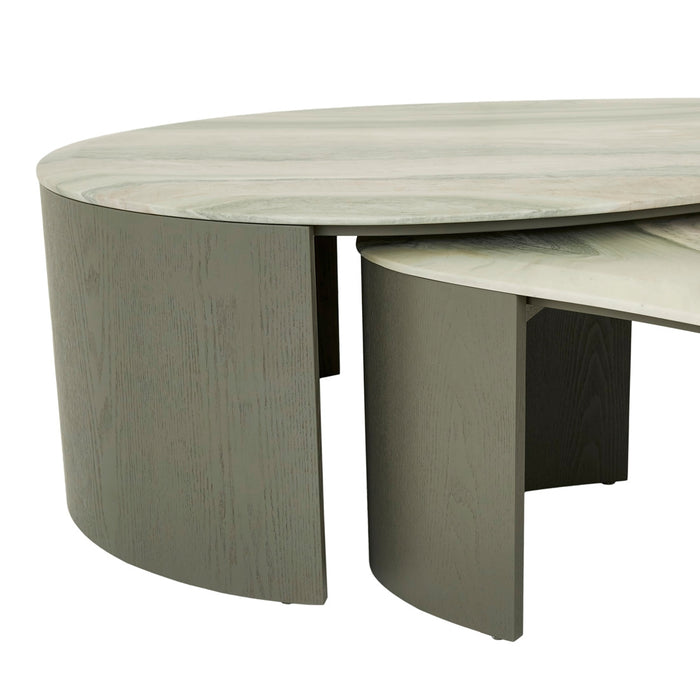 Oberon Curve Marble Coffee Table - Marine Marble - Thyme