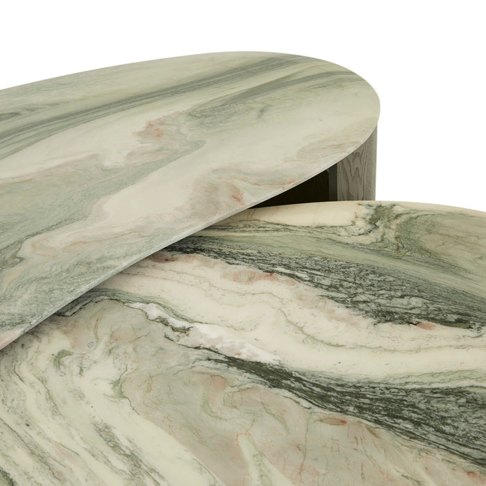 Oberon Curve Marble Coffee Table - Marine Marble - Thyme