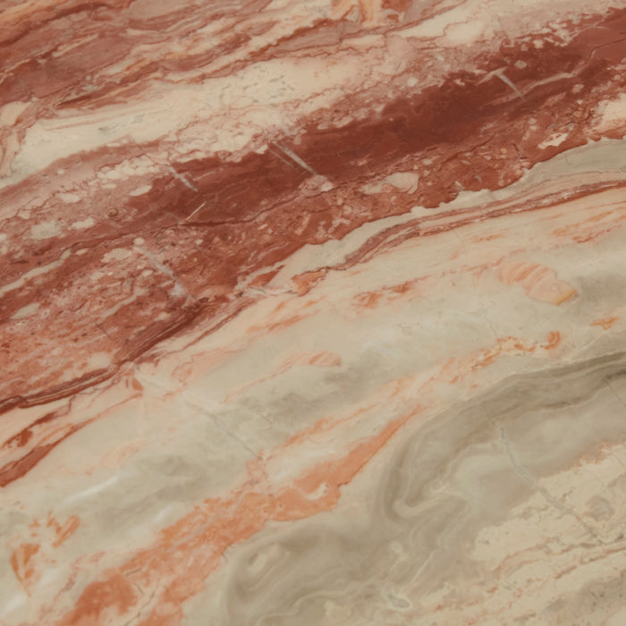 Oberon Curve Marble Coffee Table - Monica Red Marble - Natural Ash