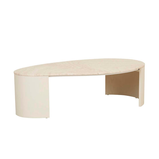 Oberon Curve Marble Coffee Table - Natural Travertine - Shell