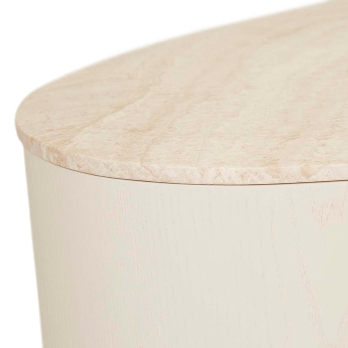 Oberon Curve Marble Coffee Table - Natural Travertine - Shell