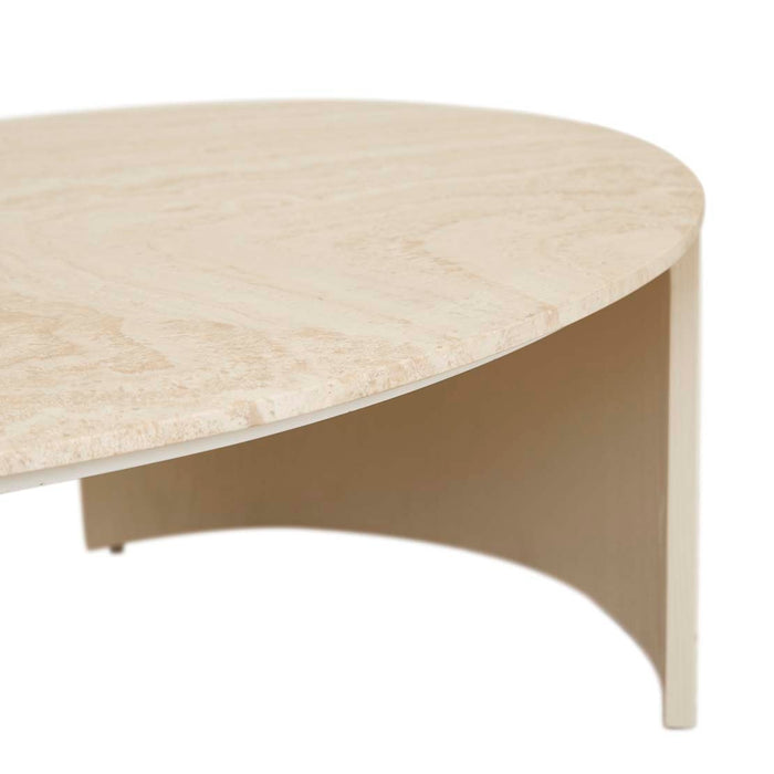 Oberon Curve Marble Coffee Table - Natural Travertine - Shell