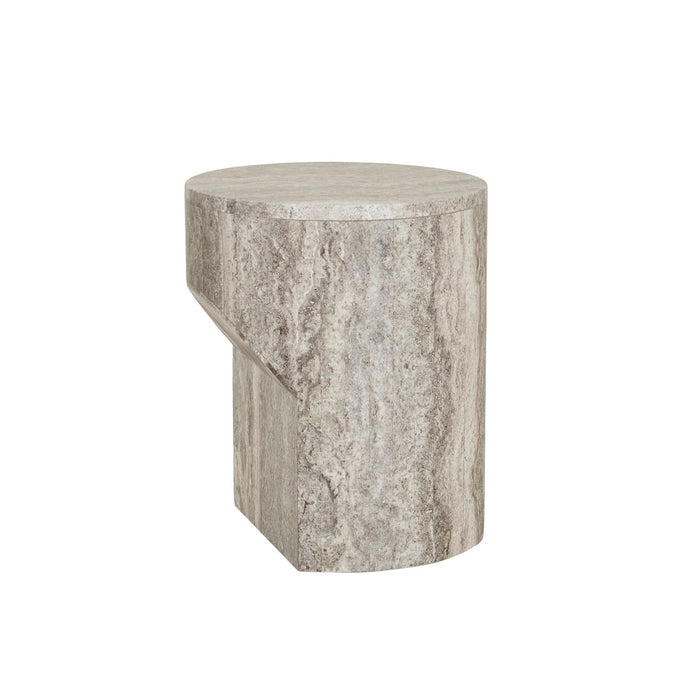 Atlas Pinnacle Side Table - Satin Grey Travertine
