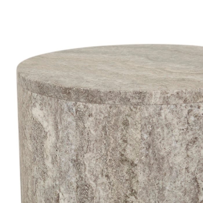 Atlas Pinnacle Side Table - Satin Grey Travertine