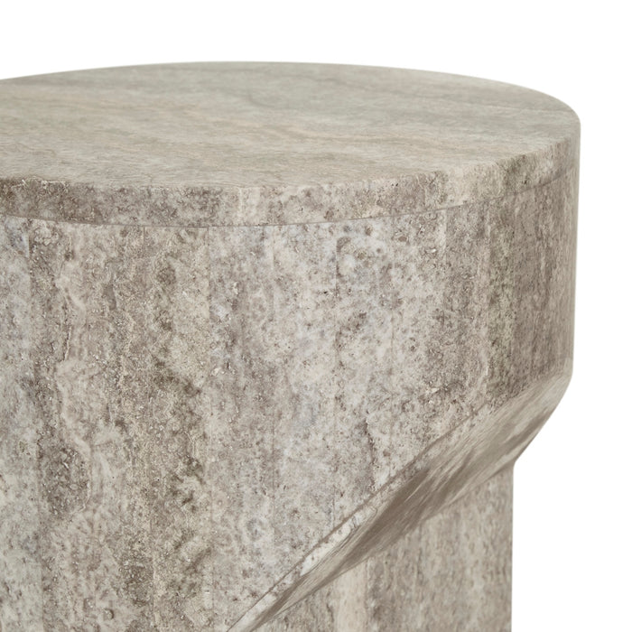 Atlas Pinnacle Side Table - Satin Grey Travertine