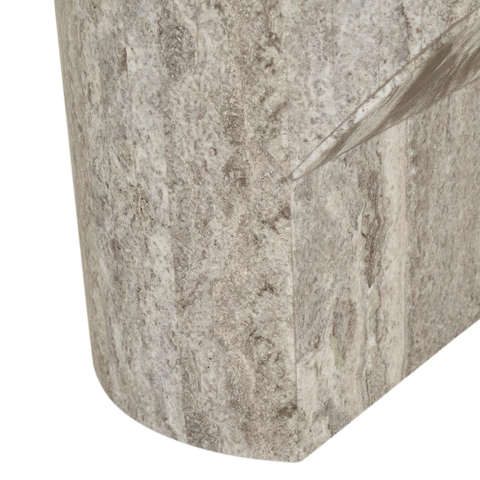 Atlas Pinnacle Side Table - Satin Grey Travertine