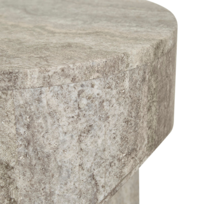 Atlas Pinnacle Side Table - Satin Grey Travertine