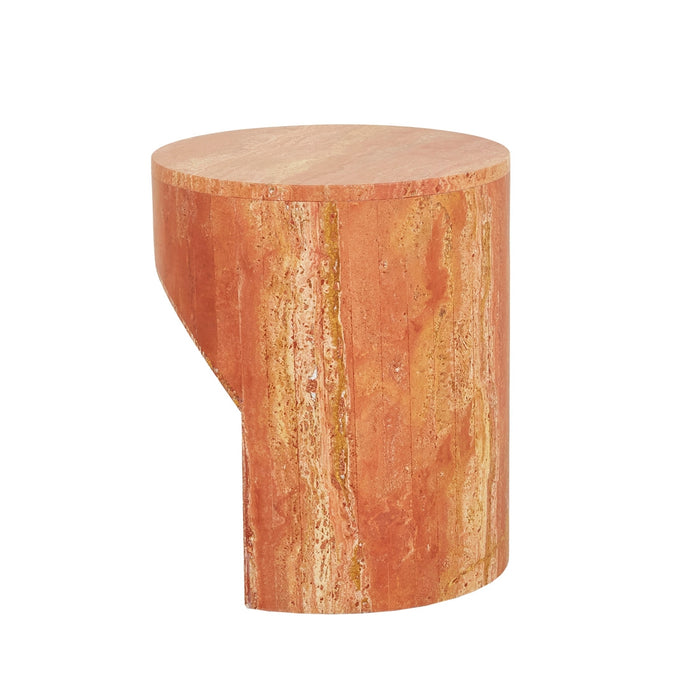 Atlas Pinnacle Side Table - Satin Red Travertine