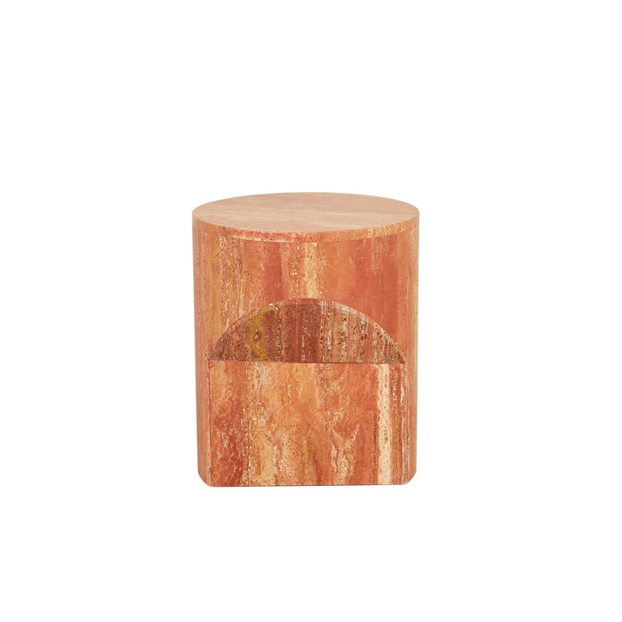 Atlas Pinnacle Side Table - Satin Red Travertine