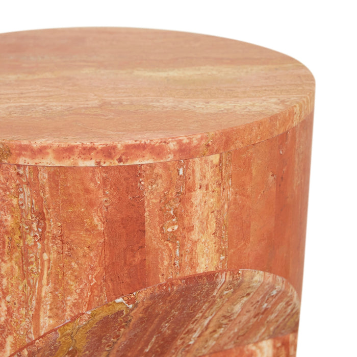 Atlas Pinnacle Side Table - Satin Red Travertine