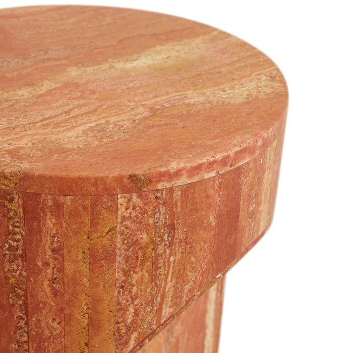 Atlas Pinnacle Side Table - Satin Red Travertine