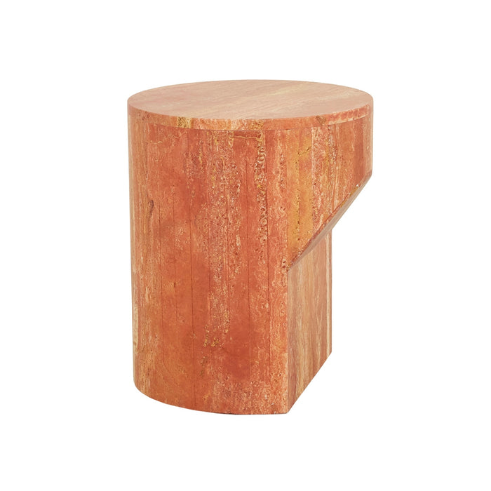 Atlas Pinnacle Side Table - Satin Red Travertine