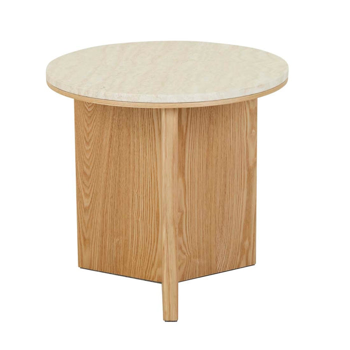 Elsie Side Table - Natural Travertine - Natural Ash