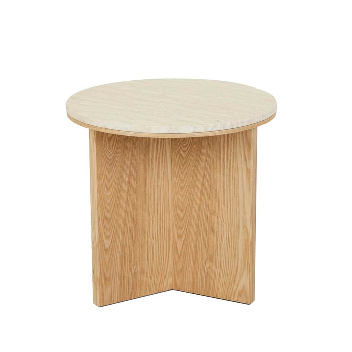 Elsie Side Table - Natural Travertine - Natural Ash