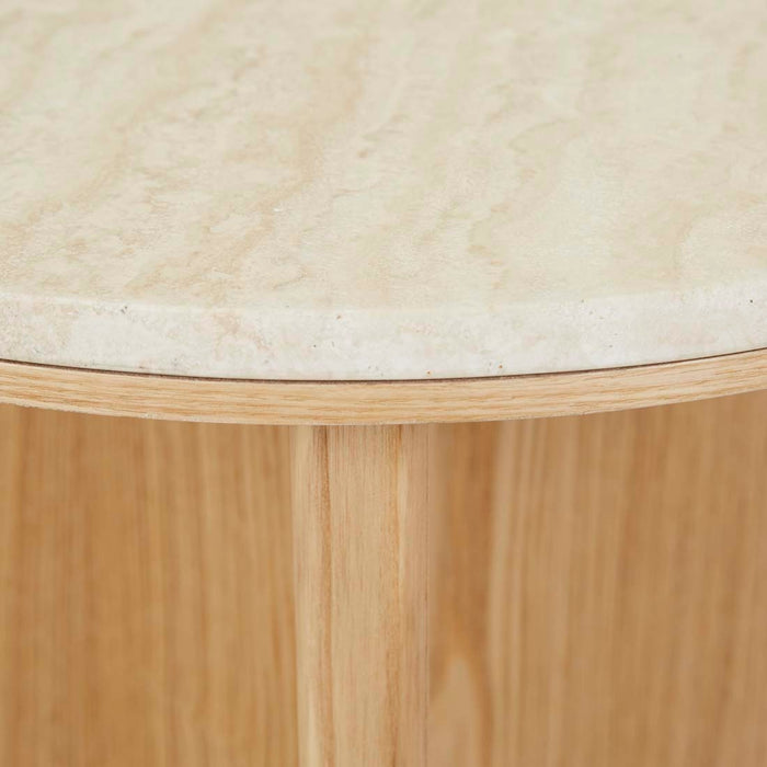 Elsie Side Table - Natural Travertine - Natural Ash