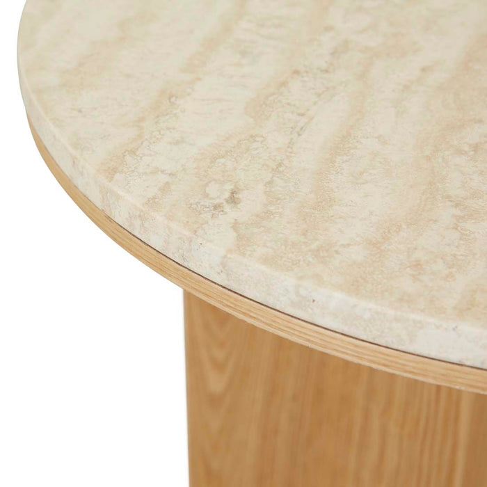 Elsie Side Table - Natural Travertine - Natural Ash