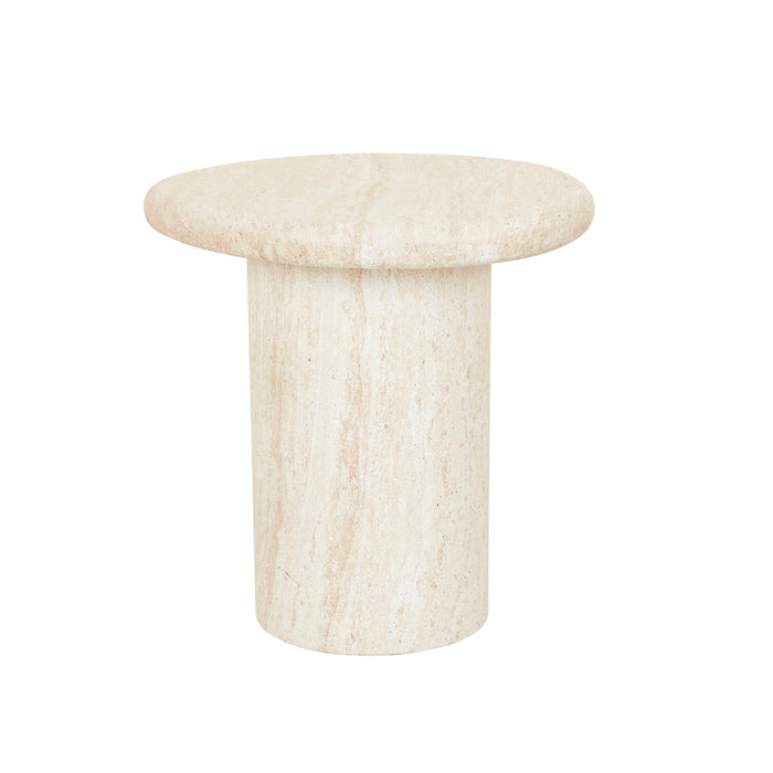 Lucia Curve Side Table - Faux Natural Travertine