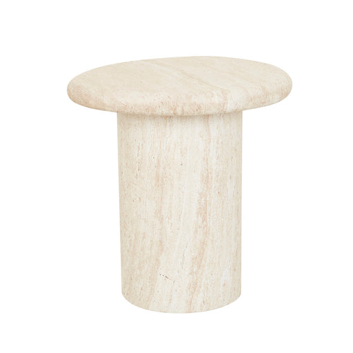 Lucia Curve Side Table - Faux Natural Travertine